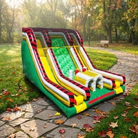 Parc de trampolines gonflable commercial avec toboggan d'escalade, toboggan double piste sec et humide pour fêtes, MILE PVC, capacité 500 personnes