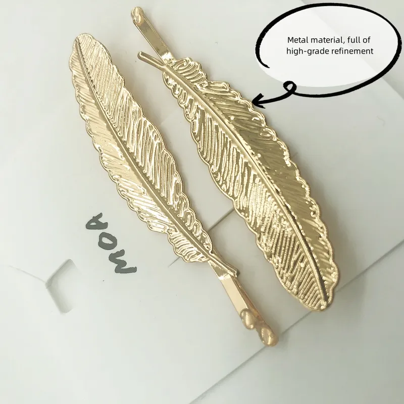 2023 factory direct sales wholesale fashion minimalist style gold leaf shape clip metal hair accessories women
