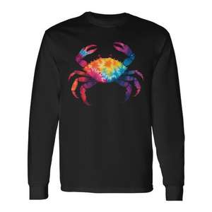 Camiseta de manga larga Tie Dye Crab negra unisex talla adulto - Product Image 1