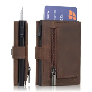 Bán buôn kim loại chủ thẻ tín dụng nhôm thẻ Wallet RFID mỏng da hợp kim trường hợp thẻ