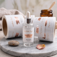 Étiquette personnalisée pour flacon d'huile capillaire de luxe, autocollant cosmétique en papier texturé gaufré à l'or