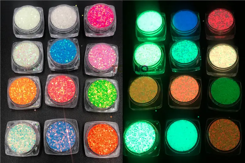 Glow In Dark Luminous Iridescent Nails Art Glitter Long Last Glowing Tumbler Resin Crafts Festival Decoration Suppliers