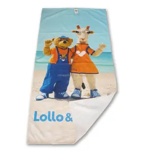 China manufacture cheap promotional custom sublimation printed cotton polyester beach towel