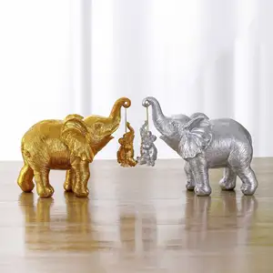 New Mother's Day Gift Cartoon Cradle Elephant Resin Crafts Desktop Ornament Resin Animal Statue For Home Decor