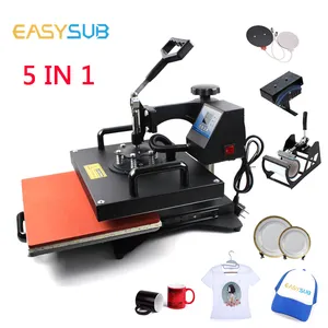 Doppel display Erweiterte Neue 5 In 1 Combo Wärme Übertragung Maschine Sublimation Hitze Presse Maschine Für Becher/Hut/t-shirt/Schiefer Rock/MDF