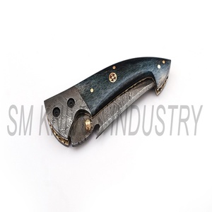 Couteau de poche multifonctionnel en acier, pliant fait main de damas avec étui en cuir (smk1232) couteau multifonctionnel en acier, couteaux Sm en bois PK - Product Image 6