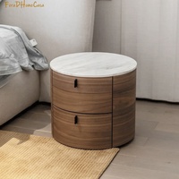 Table de Chevet Minimaliste Haut de Gamme pour Chambre à Coucher, 2 Tiroirs, Plateau en Marbre Naturel, Écologique, Taille Personnalisable, Table d'Appoint pour la Maison