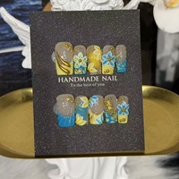 Uñas Postizas de Lujo Hechas a Mano, Forma Ataúd Cuadrada, 3D Estéreo, Divertidas con Diseño de Boca, Uñas Y2K, Verde Leopardo, Cadena Dorada