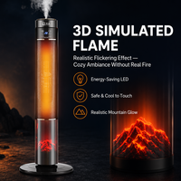 Chauffage électrique à LED réaliste avec fonction humidificateur, radiateur silencieux pour chauffage d'intérieur