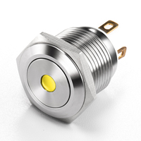 Interrupteur à bouton-poussoir 16 mm en acier inoxydable IP65 1NO 250V 10A 125V 5A pour appareils électroménagers, circuit d'alimentation, lampe de signalisation