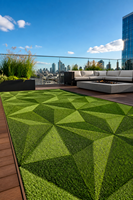 Tapis d'herbe artificielle 3D à motif personnalisé, gazon synthétique coloré et doux pour terrain de jeux et jardin