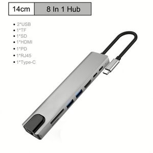 Hub USB Tipo C 8 en 1 de Fábrica, Adaptador Multipuerto, Base Hub USB C 8 en 1 con HDTV 4K, USB 3.0, Lector de Tarjetas SD y TF, Carga PD - Product Image 5