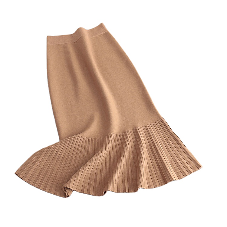 Модная женская зимняя плиссированная юбка-годе, женская вязаная юбка