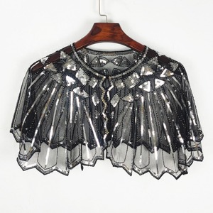 Chal Vintage a Rayas para Mujer, Estilo Años 20, con Cuentas y Lentejuelas Decorativas, Capa de Noche, <span class=keywords><strong>Bolero</strong></span>, Estilo Flapper, Malla, Poliéster Ligero - Product Image 6