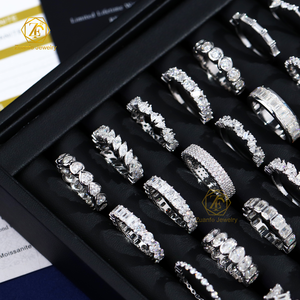 خاتم زفاف مخصص من الفضة الإسترلينية عيار 925 مع حجر موسانيت بقطع كمثري أو بيضاوي أو زمردي أو مشع للنساء - Product Image 2