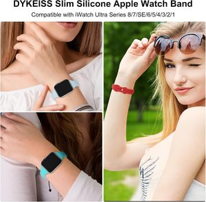 Bracelets de montre sportifs en silicone fins compatibles avec Apple Watch Series 1-10 38mm-49mm, bracelet de remplacement fin et étroit pour femmes et hommes - Product Image 6