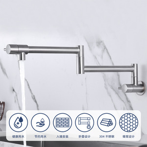 Jboyun Foldable Wall Mounted Kitchen Faucet 304 Stainless Steel Single Handle 360 Degree Rotate Minimalist Style - Product Image 2