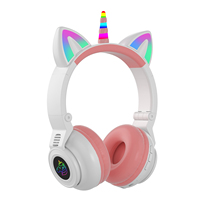 YUSONIC mignon enfants sur l'oreille casque rose brillant LED étanche sans fil licorne bandeau ROHS certifié pour noël