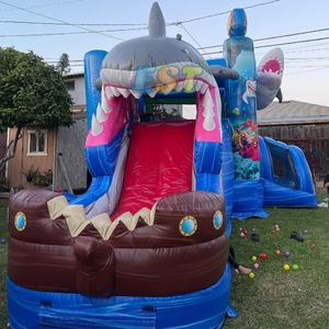 Casa de rebote inflable de tiburón comercial tobogán de agua Combo Jumping Castle <span class=keywords><strong>Shark</strong></span> Themed Bouncy House Slide para alquiler de fiestas de niños - Product Image 2