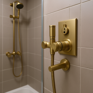 Robinet mélangeur de douche 3 voies en laiton massif, fixation murale, finition noir mat pour accessoires de salle de bain - Product Image 2