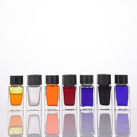 Transparent 18ml vide recharge Rectangle encrier verre pot d'encre peinture colorant bouteille d'encre avec bouchon noir