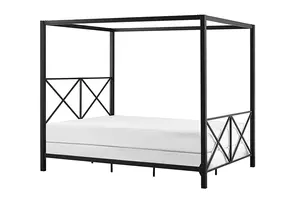 퀸 사이즈 모기장 멀티 컬러 금속 간단한 홈 침실 사용 블랙 4 포스터 캐노피 침대 프레임