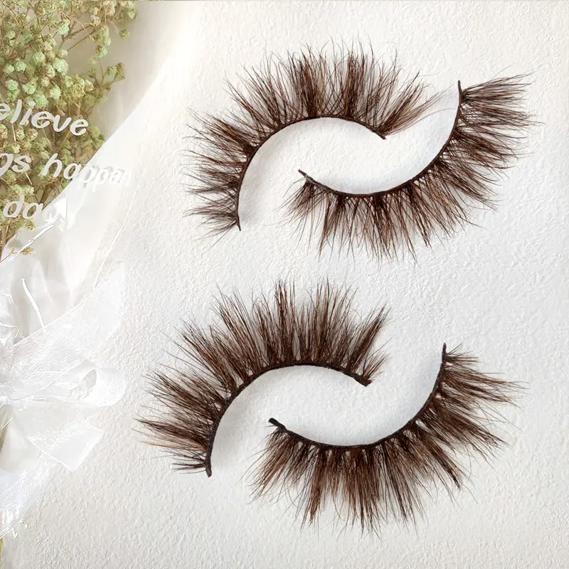 Hot Selling Brown Mink Wimpers Nieuwste Wreedheid Gratis Vegan 3d Synthetische Valse Wimper Bruine Wimpers