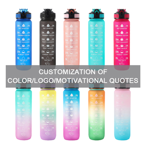 Personalised Eco Friendly 1000ml BPA Free Motivational Time <strong>Tracker</strong> Tritan Camping Sports <strong>Water</strong> <strong>Bottle</strong> with Straw - Product Image 2