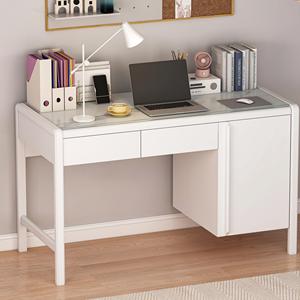 <strong>Rustic</strong> Brown Modern Simple Student PC <strong>Desk</strong> Wooden Computer <strong>Desk</strong> with 4 Fabric Drawers Home <strong>Office</strong> Bedroom Writing Study - Product Image 4