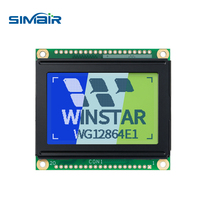 WG12864E1 WINSTAR Modul LCD Grafis 128x64 5V STN Kuning-Hijau Transflektif NT7107 NT7108 20-Pin 6 O'clock