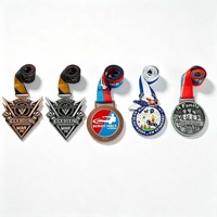Médaille sportive en métal 3D personnalisée avec cordon en satin imprimé, souvenir de tournoi d'arts martiaux, médaille de récompense