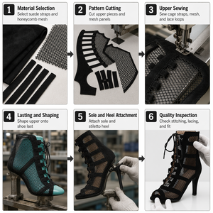 Nuevos Zapatos de Baile de Salón para Mujer, Negros/Leopardo, Tacones Altos, Botas de Baile con Punta Abierta, Stilettos, Botines de Baile Latino Tango, Talla Grande - Product Image 4