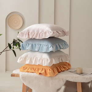 Funda de cojín para sofá con <span class=keywords><strong>volantes</strong></span> franceses, cremallera oculta, funda de almohada decorativa para el hogar y hotel, OEM ODM - Product Image 4