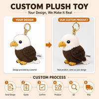 Porte-clés en peluche personnalisé Aigle chauve, jouet en peluche doux, porte-clés oiseau rembourré pour sac à dos, cadeau, vente en gros