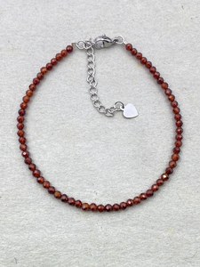 Hessonite Garnet <b>Bracelet</b> Dainty Gemstone Jewelry Micro Faceted Beads Crystal <b>Bracelet</b> Minimalist Jewelry Tiny Gemstone <b>Bracelet</b> - Product Image 2