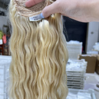 Extensions de cheveux humains 100% vierges en queue de cheval, couleur personnalisée, sans perte de cheveux, ondulation naturelle