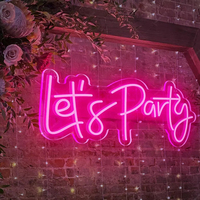 Insegna Luminosa LED 'Let's Party', Luci al Neon con Stampa UV per Fan Club Sportivi, Sale Giochi, Man Cave, Bar, Pub, Discoteche, Decorazione Murale