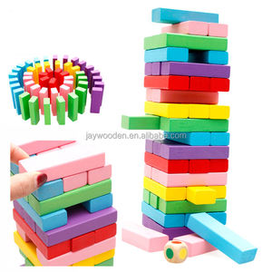 도매 맞춤형 로고 나무 45개 조각 블록 나무 텀블링 타워 클래식 토플 타워 선물 도미노 세트 교육용 장난감 - Product Image 3