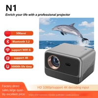 Mini projecteur N1 à vente chaude, Android HD 1080P pour 5G, double fréquence, lampe LED, 2 Go de RAM, batterie intégrée pour la maison et le bureau