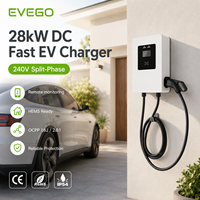 EVEGO 28kW CCS1/CCS2 Estación de Carga para Vehículos Eléctricos Inteligente OCPP WiFi 4G de 240V, Montada en Pared, Monofásica, Nueva