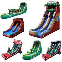 Toboggan gonflable bleu double voie de qualité commerciale EN14960, grand format, économique, avec piscine et souffleur, idéal pour la vente en gros (ODM)