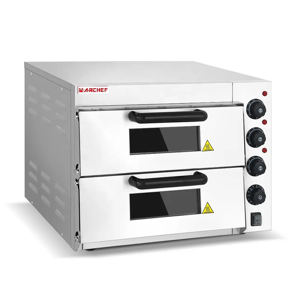 Hoge Kwaliteit Restaurant Brood Bakken Ce Commerciële Tafel Top 220V Dubbele Decks Chambers Elektrische Pizza Oven