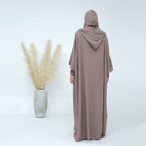 2024 Eid ramazan kadın çift kapşonlu Abaya Kaftan uzun hırka Robe Maxi islami elbise rahat Dubai nefes Polyester - Product Image 3