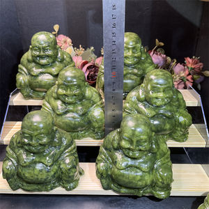 Piedra preciosa de cuarzo natural al por mayor Xiuyan Jade <span class=keywords><strong>Buda</strong></span> <span class=keywords><strong>sonriente</strong></span> tallado <span class=keywords><strong>Buda</strong></span> <span class=keywords><strong>sonriente</strong></span> de cristal para Decoración - Product Image 5