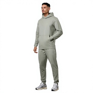 Conjunto de Sudadera con Capucha Azul Claro para Hombre, Chándal Informal de Longitud Completa con Bolsillos Laterales, Corte Regular, 100% Algodón, Ropa de Otoño - Product Image 2