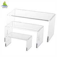 Présentoirs en acrylique personnalisables, étagère de présentation en acrylique noir écologique pour desserts, parfums, cosmétiques, organisateur de rangement