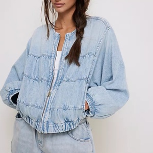 2025 OEM New Arrival Loose <b>Denim</b> Jacket Ladies <b>Coat</b> for Women Washed <b>Denim</b> Bomber Jacket - Product Image 1