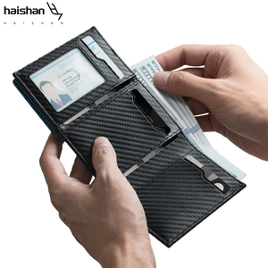ארנק כרטיסים עסקי מסיבי פחמן לגברים, יוקרתי, מעוצב, מגנטי, מאלומיניום, עם פתיחה מהירה לכרטיסי אשראי - Product Image 2
