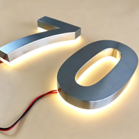 Lettres lumineuses 3D personnalisées en acier inoxydable pour logo mural de réception de bureau, enseignes commerciales de luxe à halo lumineux