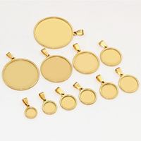 5 pièces 10-40mm taille intérieure épais en acier inoxydable plaqué or pendentif Cabochon blanc Base réglage breloque plateau bijoux à bricoler soi-même accessoires